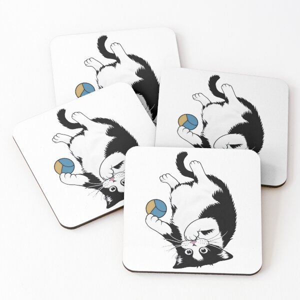 Item preview, Playful Black and White Cat with Toy Ball designed and sold by Cherry-Cat.