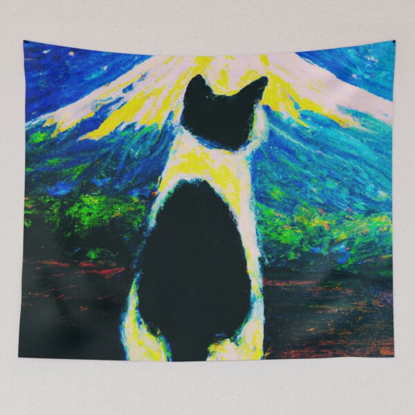 Item preview, a cat and fuji mountain designed and sold by MerryCrown.