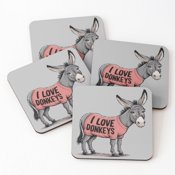 Item preview, I Love Donkeys - Cute Donkey in T-Shirt Design designed and sold by Cherry-Cat.
