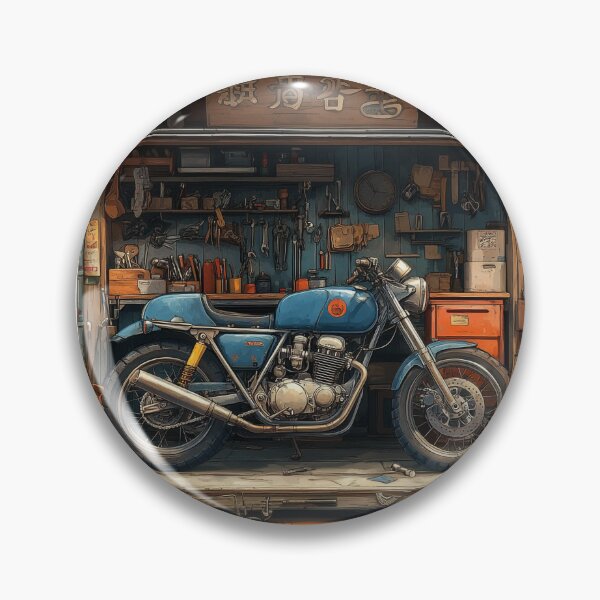 Item preview, "Vintage motorcycle in a workshop idyll" designed and sold by Kunst-Shirt.