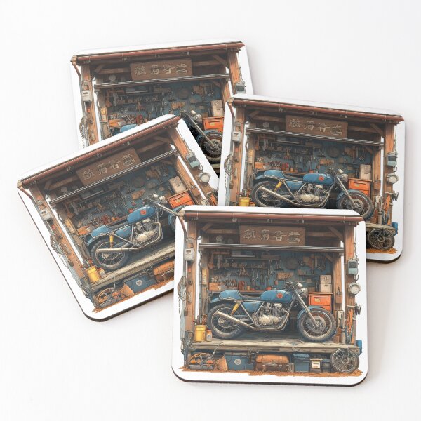 Item preview, "Vintage motorcycle in a workshop idyll" designed and sold by Kunst-Shirt.