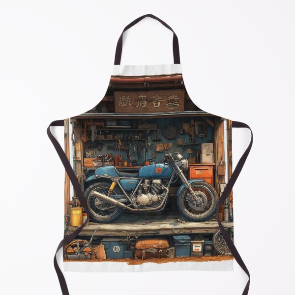 Item preview, "Vintage motorcycle in a workshop idyll" designed and sold by Kunst-Shirt.