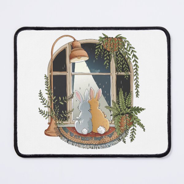 Item preview, Rainy Window Evening: Rabbit Couple's Serenity designed and sold by Meme-shirt.