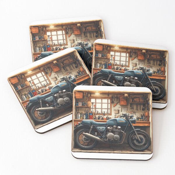 Item preview, "Classic motorcycle in a cozy workshop" designed and sold by Kunst-Shirt.