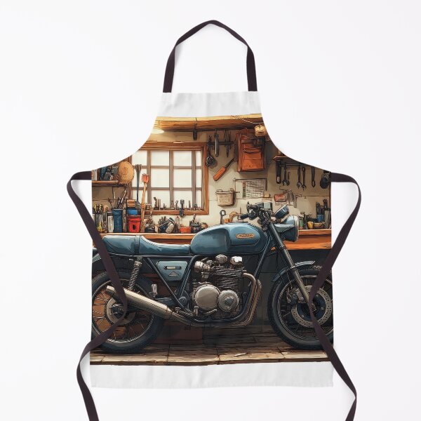 Item preview, "Classic motorcycle in a cozy workshop" designed and sold by Kunst-Shirt.