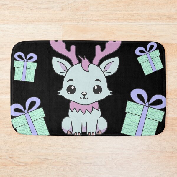 Item preview, Cute kawaii reindeer surrounded by Christmas gifts/ pastel shades of pink, azure, purple, blue. designed and sold by My-fake-places.