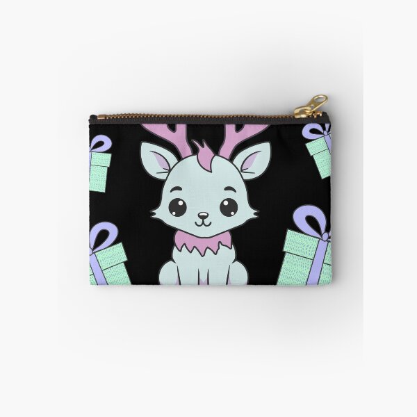 Item preview, Cute kawaii reindeer surrounded by Christmas gifts/ pastel shades of pink, azure, purple, blue. designed and sold by My-fake-places.