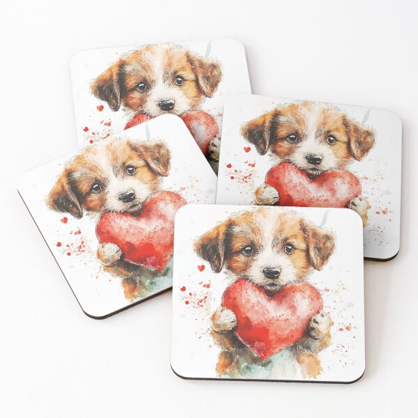 Item preview, Cute puppy hugging a heart designed and sold by Graphoteka.