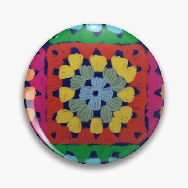 Item preview, Boho Crochet Granny Squares Drawing On Dark Blue designed and sold by QuestingPixel.