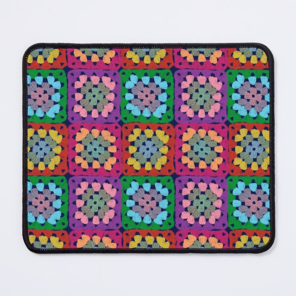 Item preview, Boho Crochet Granny Squares Drawing On Dark Blue designed and sold by QuestingPixel.