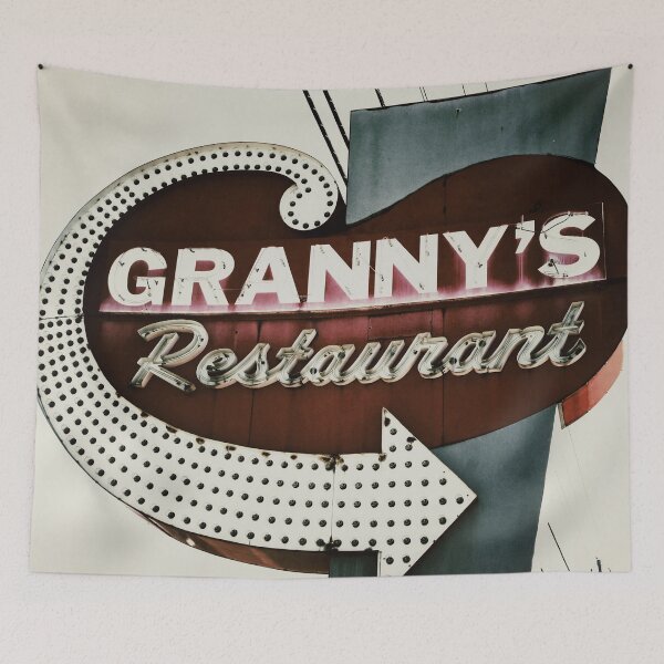 Item preview, Vintage Granny's Restaurant Neon Sign Art Print - Rustic Blue and Red designed and sold by FraireDesign.