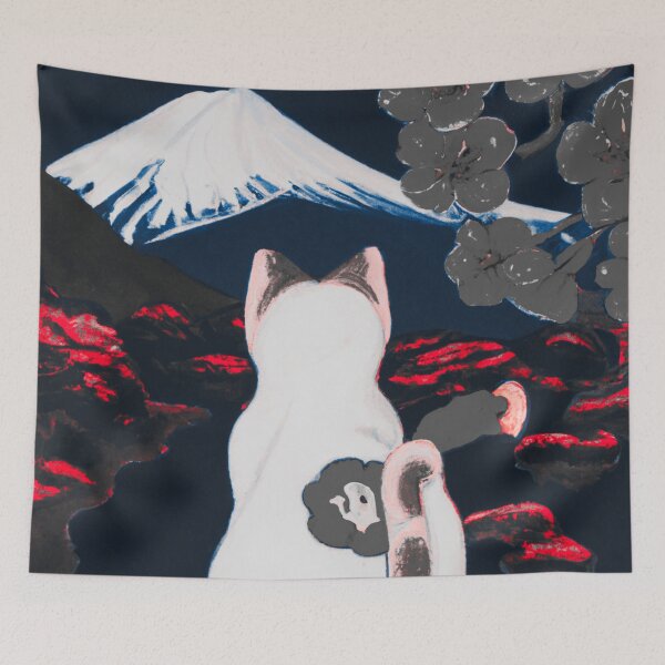 Item preview, a cat and fuji mountain designed and sold by MerryCrown.