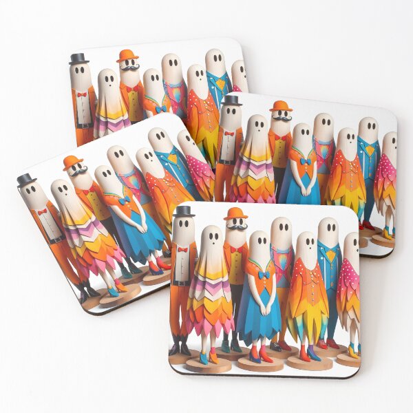 Item preview, Colorful Wooden Ghost Figurines in Vibrant Attire designed and sold by aminz4.