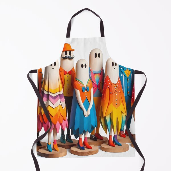 Item preview, Colorful Wooden Ghost Figurines in Vibrant Attire designed and sold by aminz4.