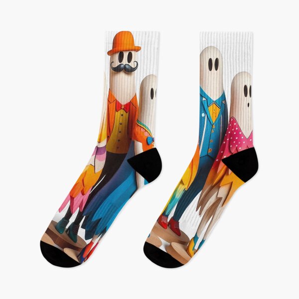 Item preview, Colorful Wooden Ghost Figurines in Vibrant Attire designed and sold by aminz4.