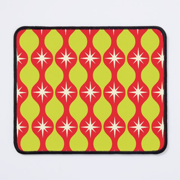 Item preview, Mid Century Retro Starbursts on red and yellow hourglass ogee  designed and sold by Yasminepatterns .