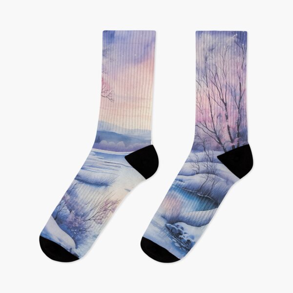 Item preview,  Winter.Winter landscape. Snow-covered mountains and trees. A stream among the fields. designed and sold by MagelliShop.