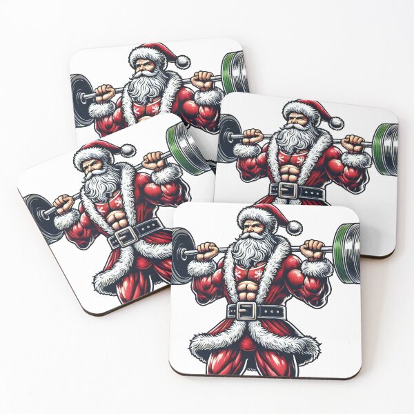 Item preview, Fitness Santa Lifting Barbell Holiday Gift designed and sold by AIARTIST1.