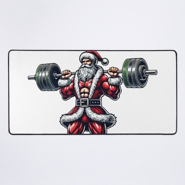 Item preview, Fitness Santa Lifting Barbell Holiday Gift designed and sold by AIARTIST1.