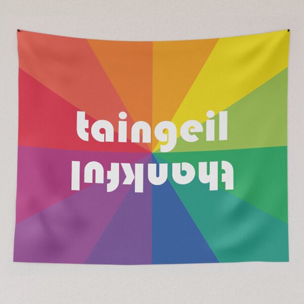 Item preview,  thankful | taingeil (Scottish Gaelic translation) sqaure rainbow designed and sold by Mamaidh Made.