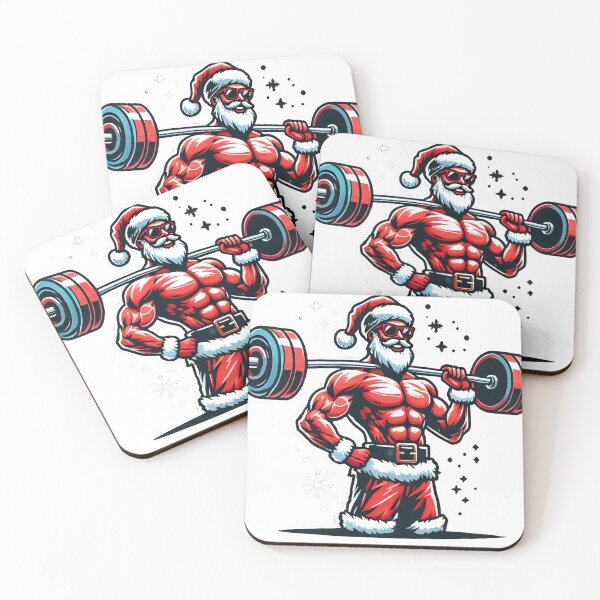 Item preview, Bodybuilder Santa Claus Lifting Heavy Barbell Christmas Art designed and sold by AIARTIST1.