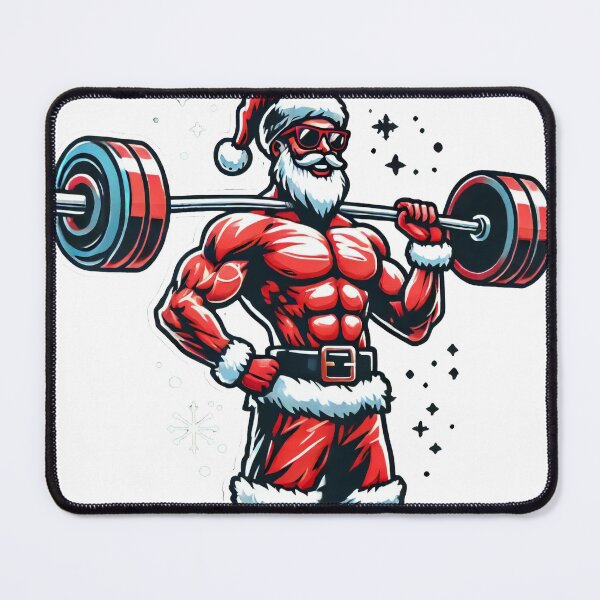 Item preview, Bodybuilder Santa Claus Lifting Heavy Barbell Christmas Art designed and sold by AIARTIST1.