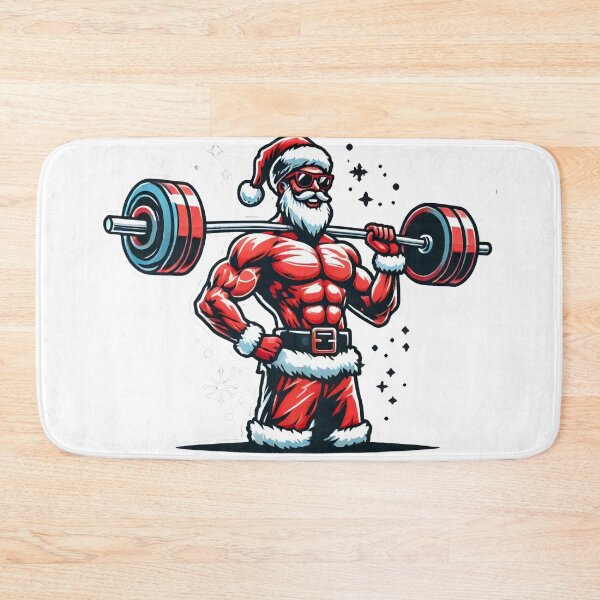 Item preview, Bodybuilder Santa Claus Lifting Heavy Barbell Christmas Art designed and sold by AIARTIST1.