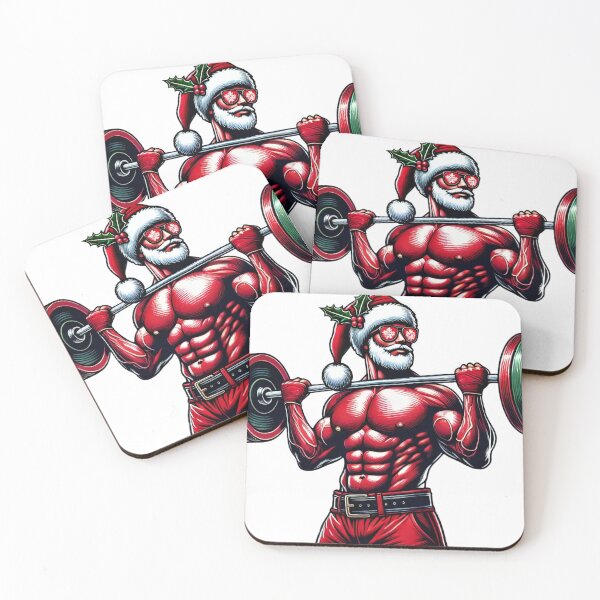Item preview, Strongman Santa in Christmas Suit Lifting Barbell Artwork designed and sold by AIARTIST1.