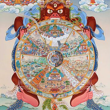 Hand painted Wheel of life, Bhavachakra Mandala, Buddha outlets Life, Thangka Painting, 17 x 22