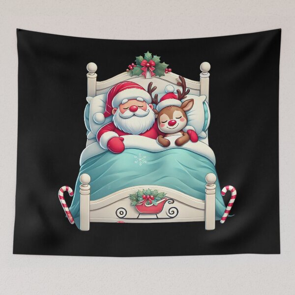 Item preview, Cozy Christmas Santa and Reindeer Sleeping  designed and sold by DrawHandArt.