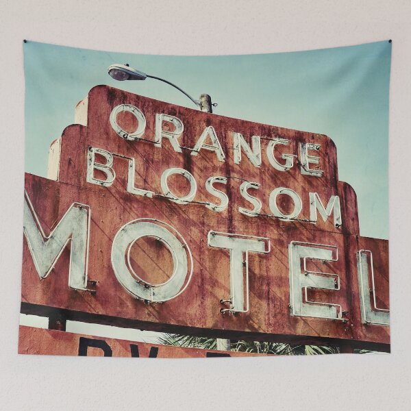 Item preview, Mid-Century Orange Blossom Motel Sign Art Print - Bold Orange and White designed and sold by FraireDesign.