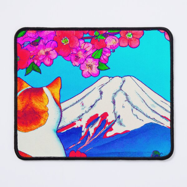 Item preview, a cat and fuji mountain in blossom spring designed and sold by MerryCrown.