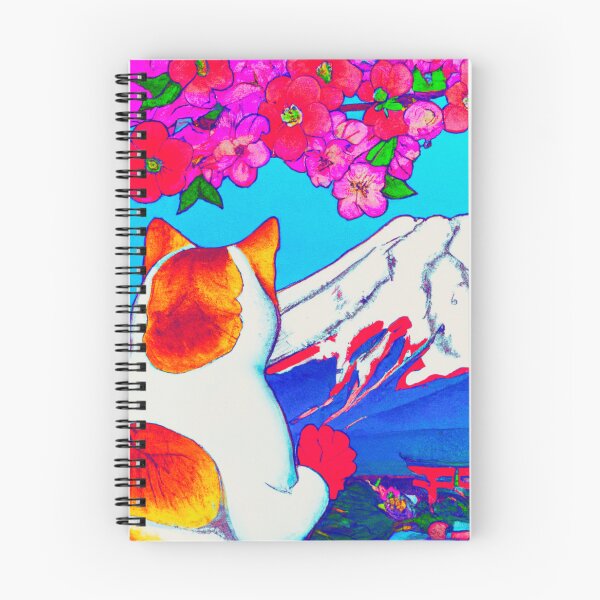 Item preview, a cat and fuji mountain in blossom spring designed and sold by MerryCrown.