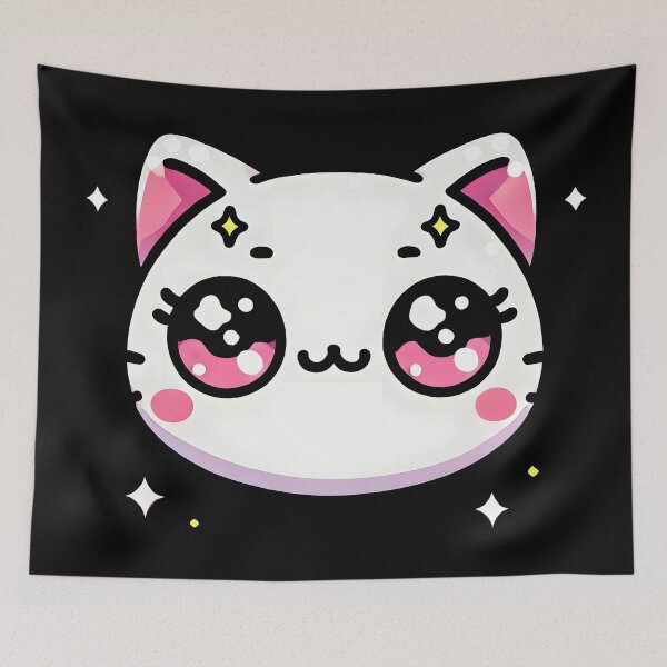 Item preview, Cute Kawaii Chibi Cat Face - Adorable Cartoon Design designed and sold by DrawHandArt.