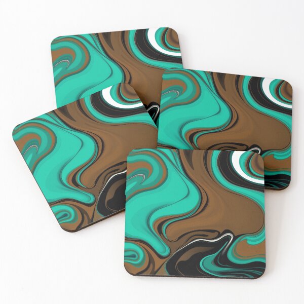 Item preview, Liquify – Brown, Turquoise, Teal, Black, White designed and sold by svarupa.