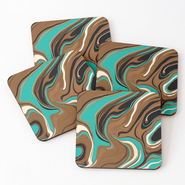 Item preview, Liquify – Brown, Turquoise, Teal, Black, White designed and sold by svarupa.