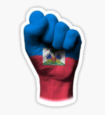 Flag of Haiti on a Raised Clenched Fist Sticker