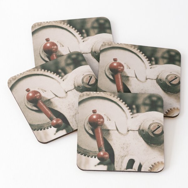 Item preview, Retro Industrial Train Machinery Art Print - Cream Gear with Red Handle designed and sold by FraireDesign.
