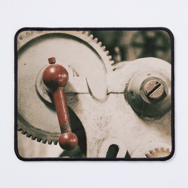 Item preview, Retro Industrial Train Machinery Art Print - Cream Gear with Red Handle designed and sold by FraireDesign.