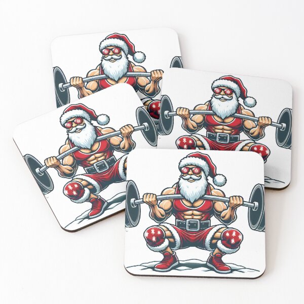 Item preview, Strong Santa Claus Barbell Workout Illustration designed and sold by lubushop1.