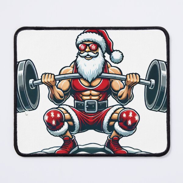 Item preview, Strong Santa Claus Barbell Workout Illustration designed and sold by lubushop1.