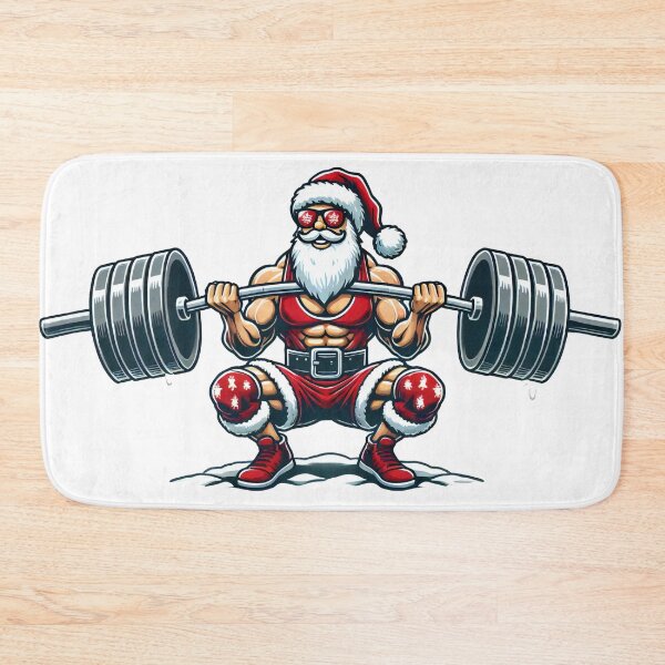 Item preview, Strong Santa Claus Barbell Workout Illustration designed and sold by lubushop1.