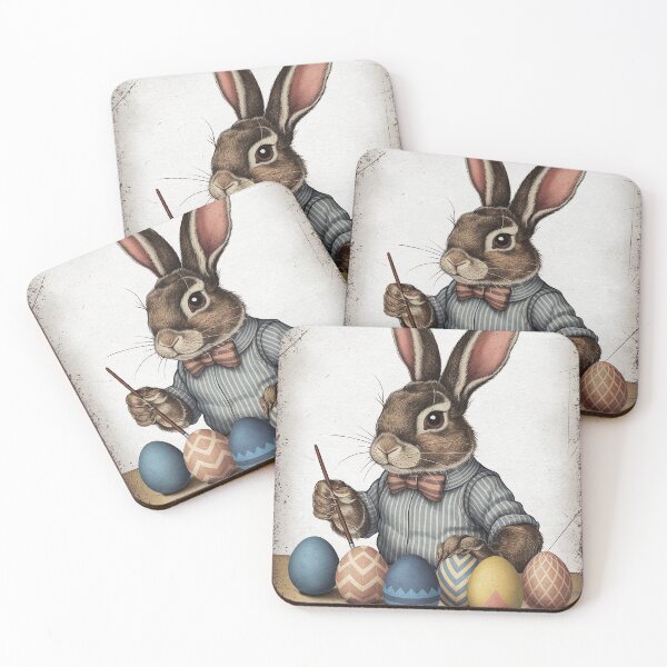 Item preview, Vintage Bunny Painting Easter Eggs designed and sold by ZetaDream.
