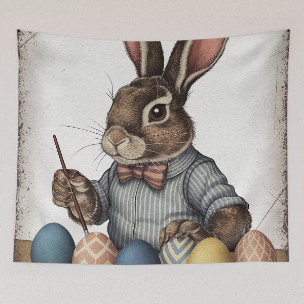 Item preview, Vintage Bunny Painting Easter Eggs designed and sold by ZetaDream.
