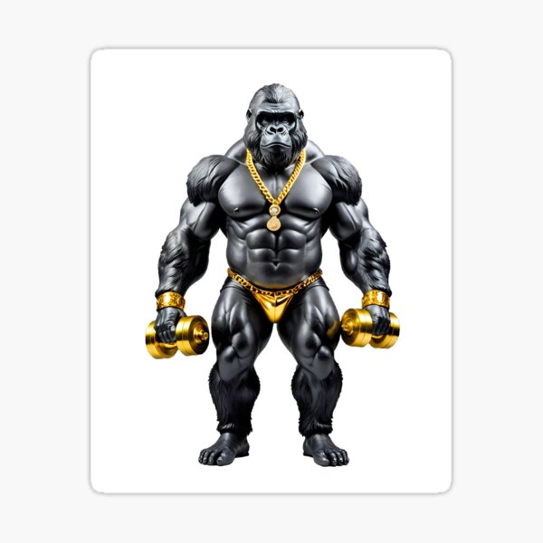 Item preview, Gorilla, super muscular, with dumbbells, bodybuilding designed and sold by Dan9010.