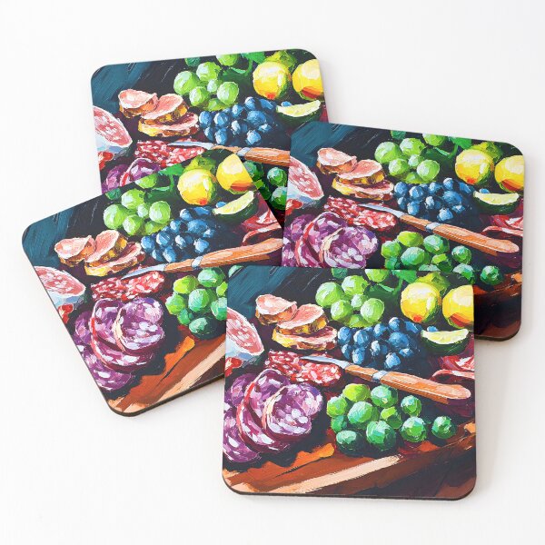 Item preview, Vibrant Charcuterie Delight - Cured Meats, Fresh Fruits, and Rustic Charm Abstract Digital AI Art designed and sold by OlfactoART Studio.