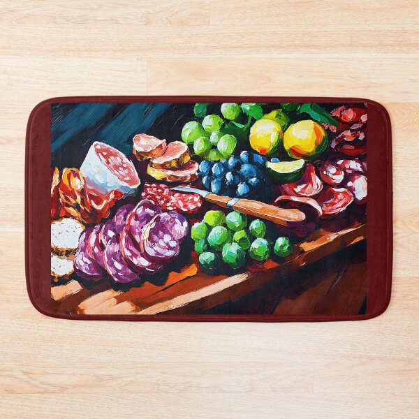 Item preview, Vibrant Charcuterie Delight - Cured Meats, Fresh Fruits, and Rustic Charm Abstract Digital AI Art designed and sold by OlfactoART Studio.