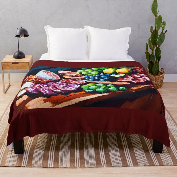 Item preview, Vibrant Charcuterie Delight - Cured Meats, Fresh Fruits, and Rustic Charm Abstract Digital AI Art designed and sold by OlfactoART Studio.