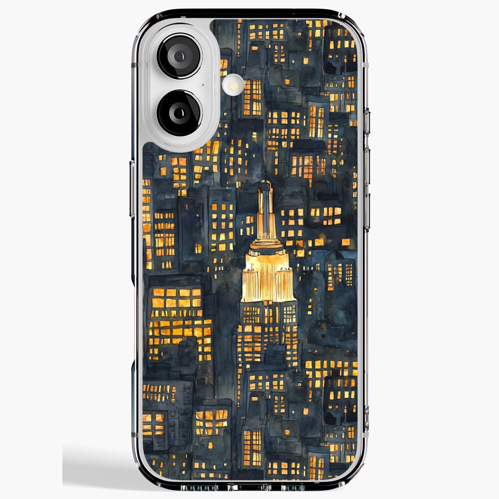 New York City, Empire State Building, NYC at Night Skyline, Watercolor Sticker