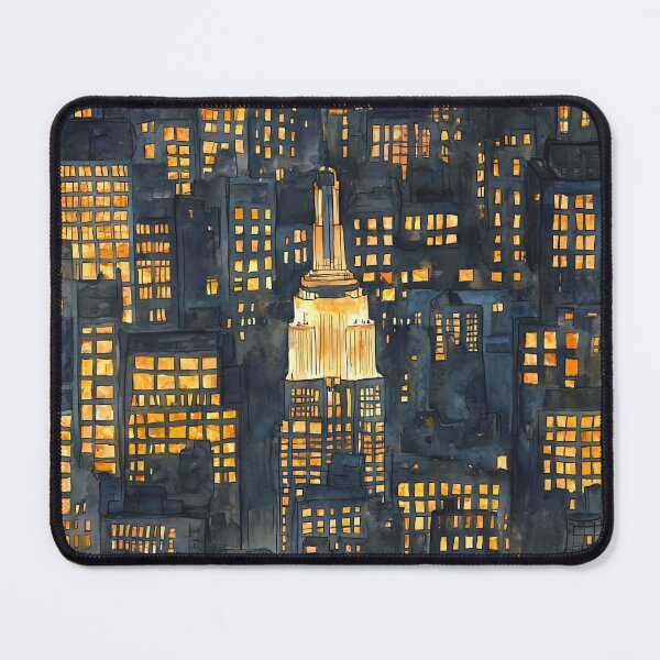 Item preview, New York City, Empire State Building, NYC at Night Skyline, Watercolor designed and sold by VintageFlorals.